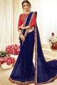 royale couleur bleue georgette sari
