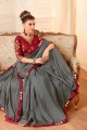 couleur gris foncé doux sari de soie