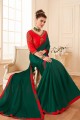 couleur verte pin douce sari de soie