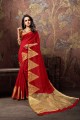 Saris rouge en coton et soie