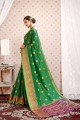 Vert sari en coton et soie