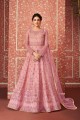 Costume s Anarkali en filet rose