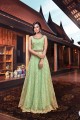 Costume s Anarkali en soie Art vert sarcelle
