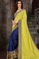 Saris Art en soie vert poire & bleu royal
