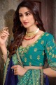 Jacquard bleu royal, soie et sari en soie d'art