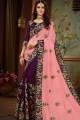 Violet, rose sari en soie