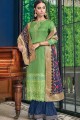 Costume s Sharara en satin vert et soie