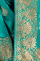 Sari en soie bleu turquoise