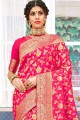 Art sari en soie rose fuchsia