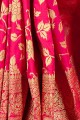 Art sari en soie rose fuchsia
