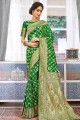 Art de sari de soie verte