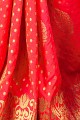 Sari en soie rouge Art