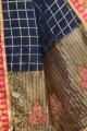 Jacquard bleu marine et sari en soie
