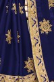 Sari en georgette bleu royal