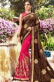 Georgette brun rose foncé et sari en lycra