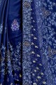 brasso bleu royal, georgette et sari en satin