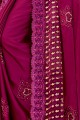 rose, magenta brasso et georgette sari