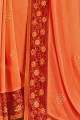 orange, georgette et satin sari