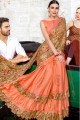 orange clair beige lycra sari