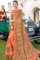 orange clair beige lycra sari