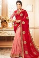 rose, rouge georgette sari