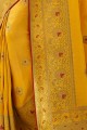 sari de soie d’art jaune