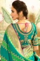 bleu, vert art saris en soie