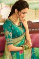 bleu, vert art saris en soie