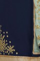 costume s palazzo en georgette bleu marine