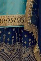 costume s palazzo bleu en satin et soie