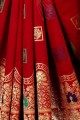 sari de soie art rouge