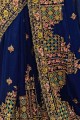 sari en soie bleu royal