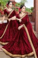Maroon georgette sari