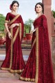 Maroon georgette sari