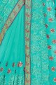 sari en georgette bleu turquoise