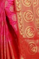 sari en soie art rose foncé