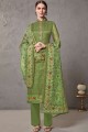 costume s palazzo verts en coton et soie