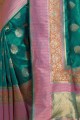 sarcelle art vert saris en soie