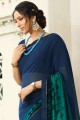 bleu marine georgette sari