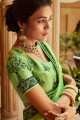 georgette vert clair et satin sari
