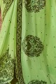 georgette vert clair et satin sari