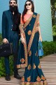 sarcelle bleu art soie sari