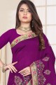 sari en soie d'art violet foncé