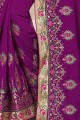 sari en soie d'art violet foncé