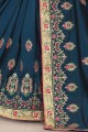 sari en soie art bleu sarcelle