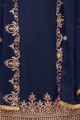 costume de palazzo georgette bleu marine