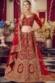 lehenga choli de mariée en velours rouge