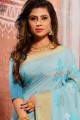 ciel bleu coton sari