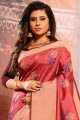 sari en coton rose foncé