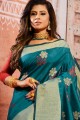 sari en coton bleu sarcelle